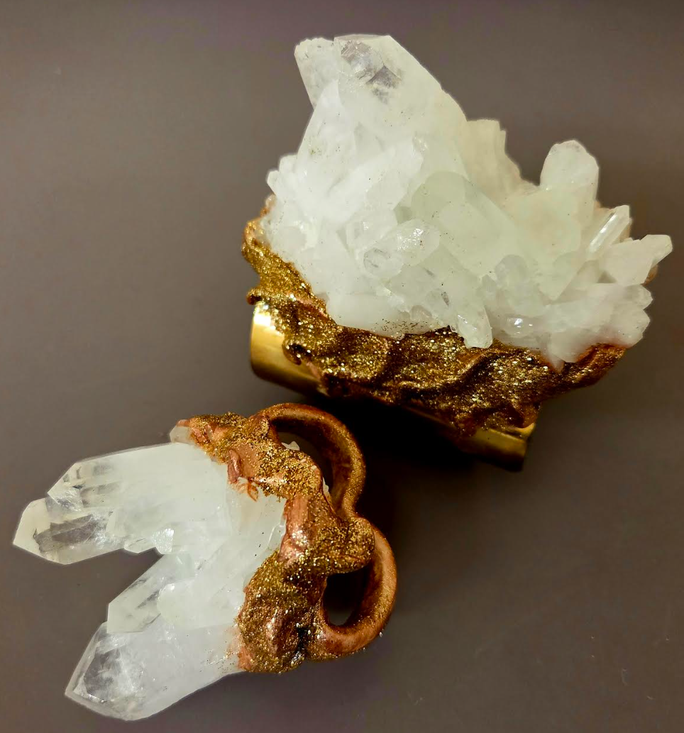 White Quartz Statement Cuff & Ring Set - Haute Couture