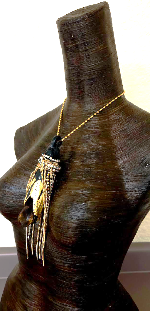 Avant Garde Driftwood Rhinestone & Chain Fringe Statement Pendant