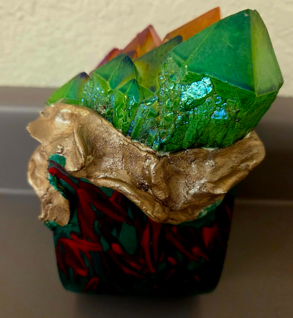 Oversized Wood Bangle - Red Green Quartz Unisex Statement