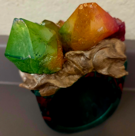 Oversized Wood Bangle - Red Green Quartz Unisex Statement