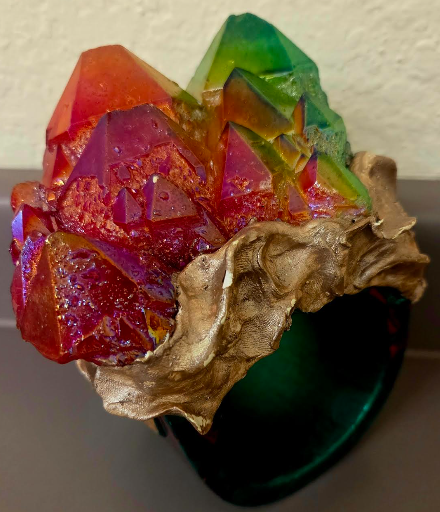 Oversized Wood Bangle - Red Green Quartz Unisex Statement