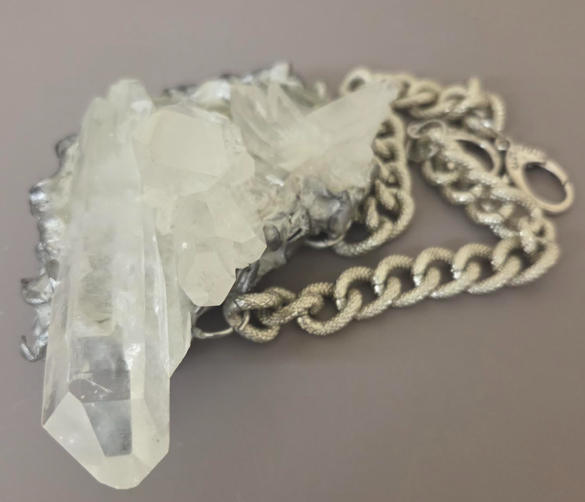 Rough Quartz Statement Cuff & Ring Set - Red Carpet