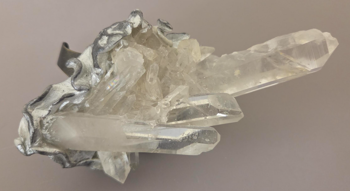 Rough Quartz Statement Cuff & Ring Set - Red Carpet