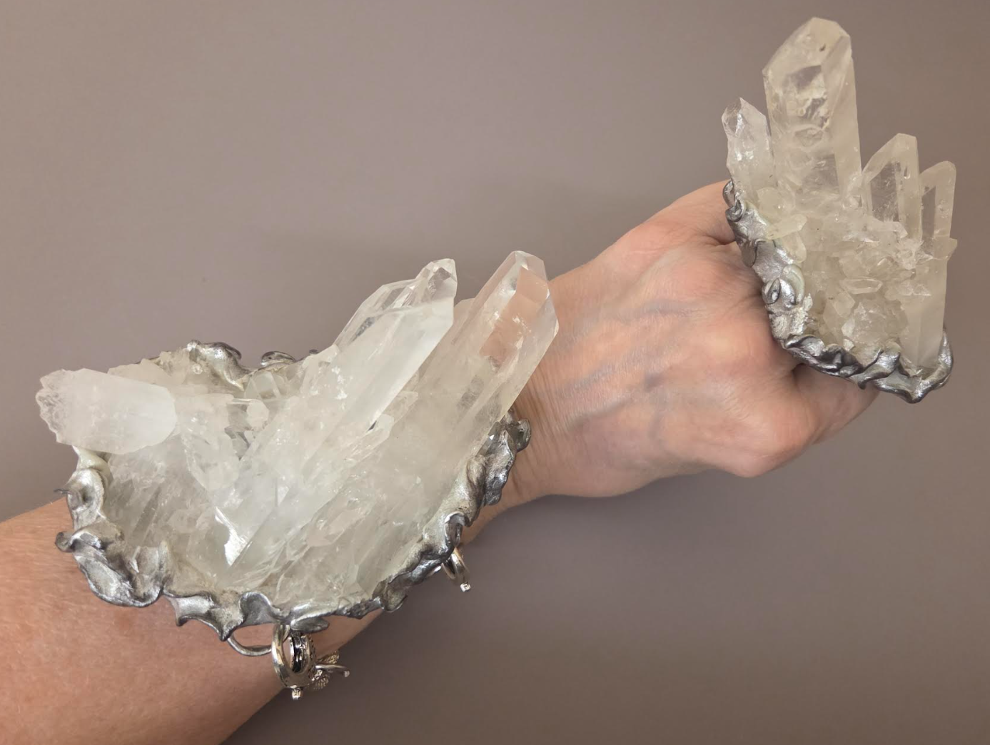 Rough Quartz Statement Cuff & Ring Set - Red Carpet