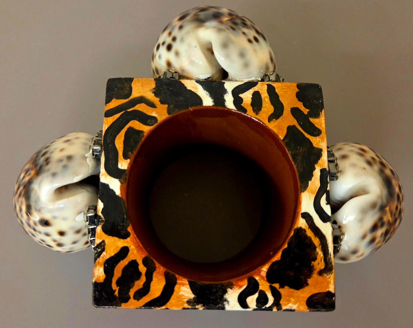 Cowrie Shell Leopard Wood Cuff - Iris Apfel Inspired