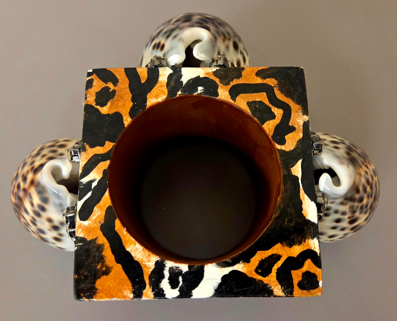 Cowrie Shell Leopard Wood Cuff - Iris Apfel Inspired