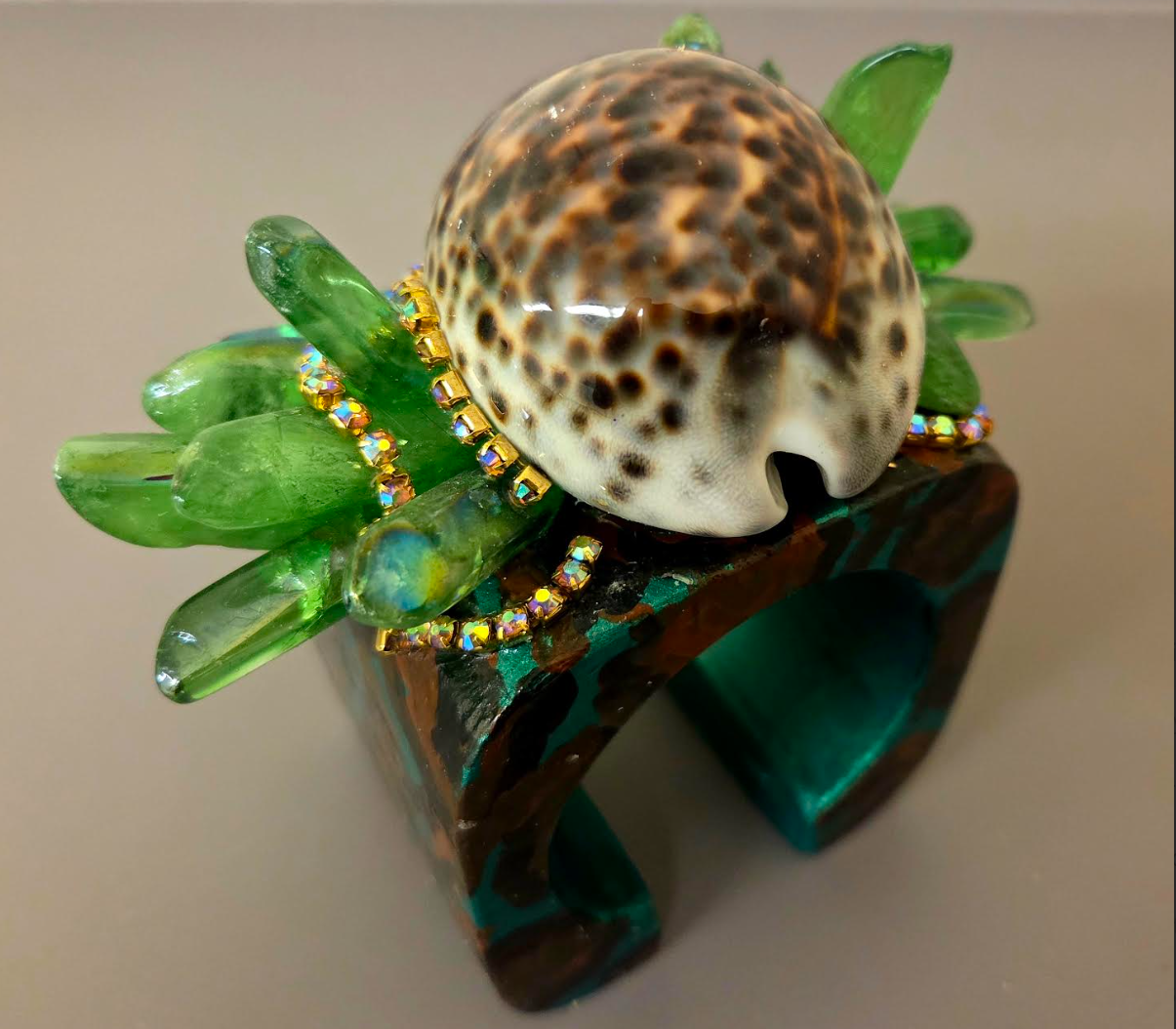 Cowrie Shell Leopard Cuff - Wild Exotic Showstopper