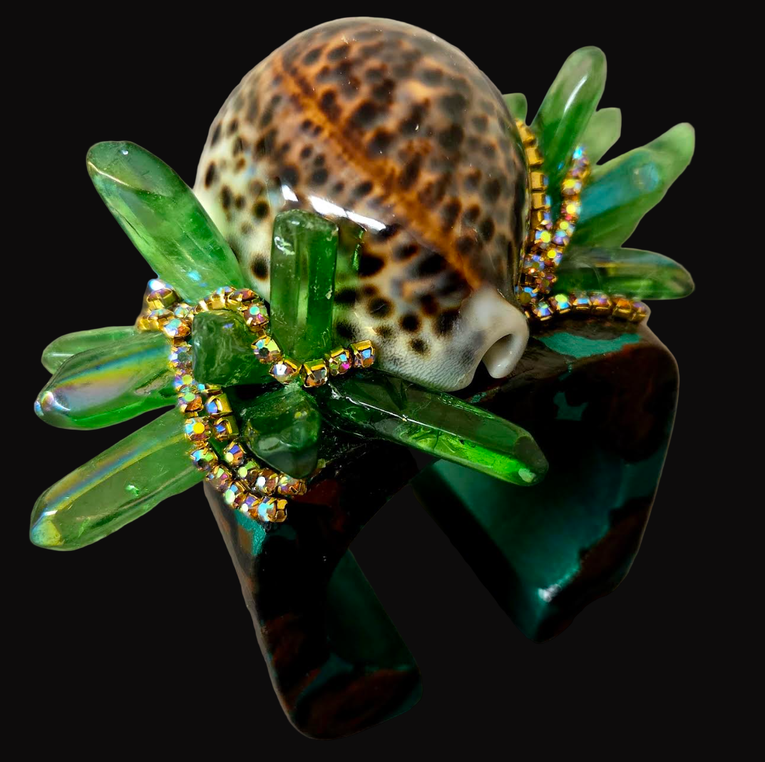 Cowrie Shell Leopard Cuff - Wild Exotic Showstopper