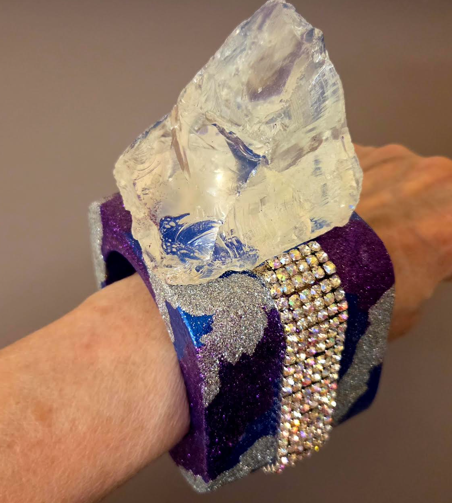 Purple Silver Statement Cuff - Rough Glass Showstopper
