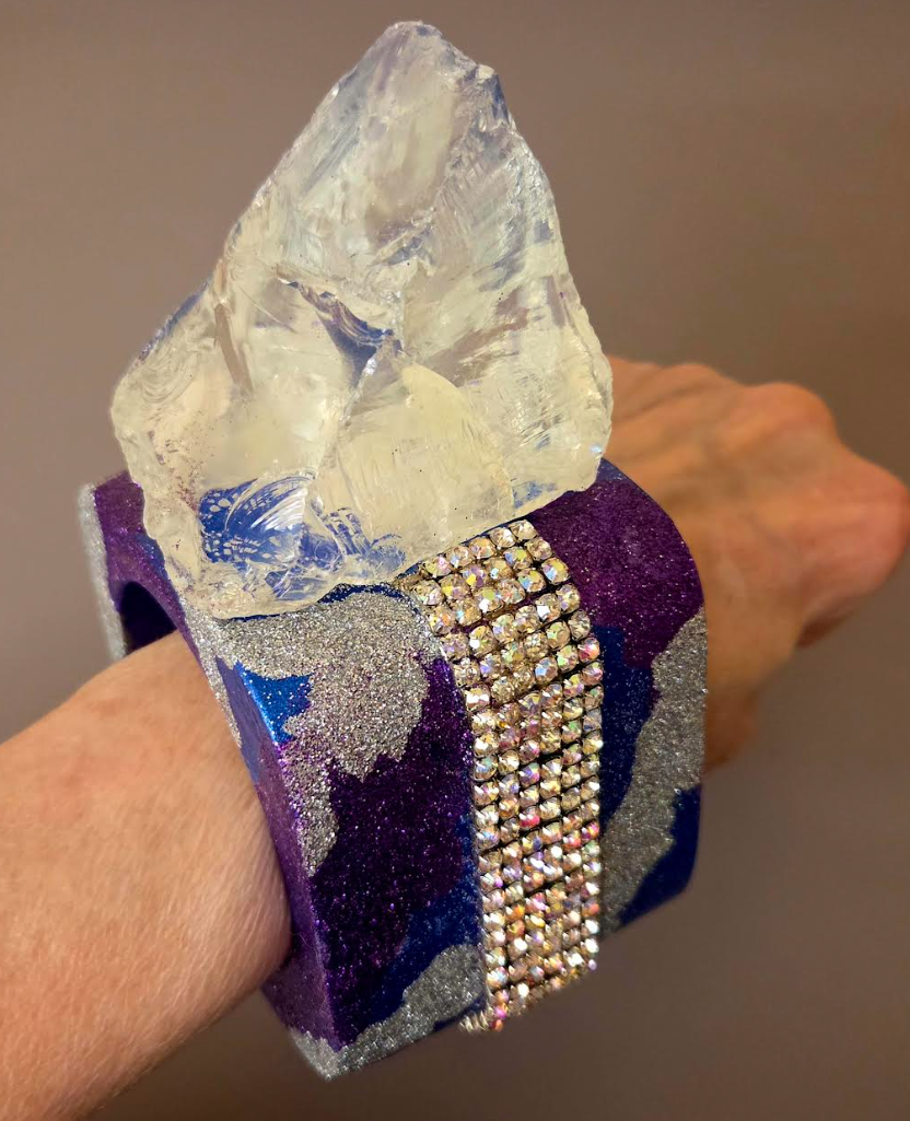 Purple Silver Statement Cuff - Rough Glass Showstopper