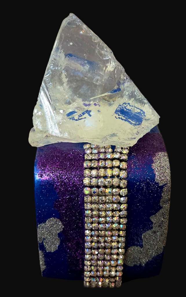 Purple Silver Statement Cuff - Rough Glass Showstopper