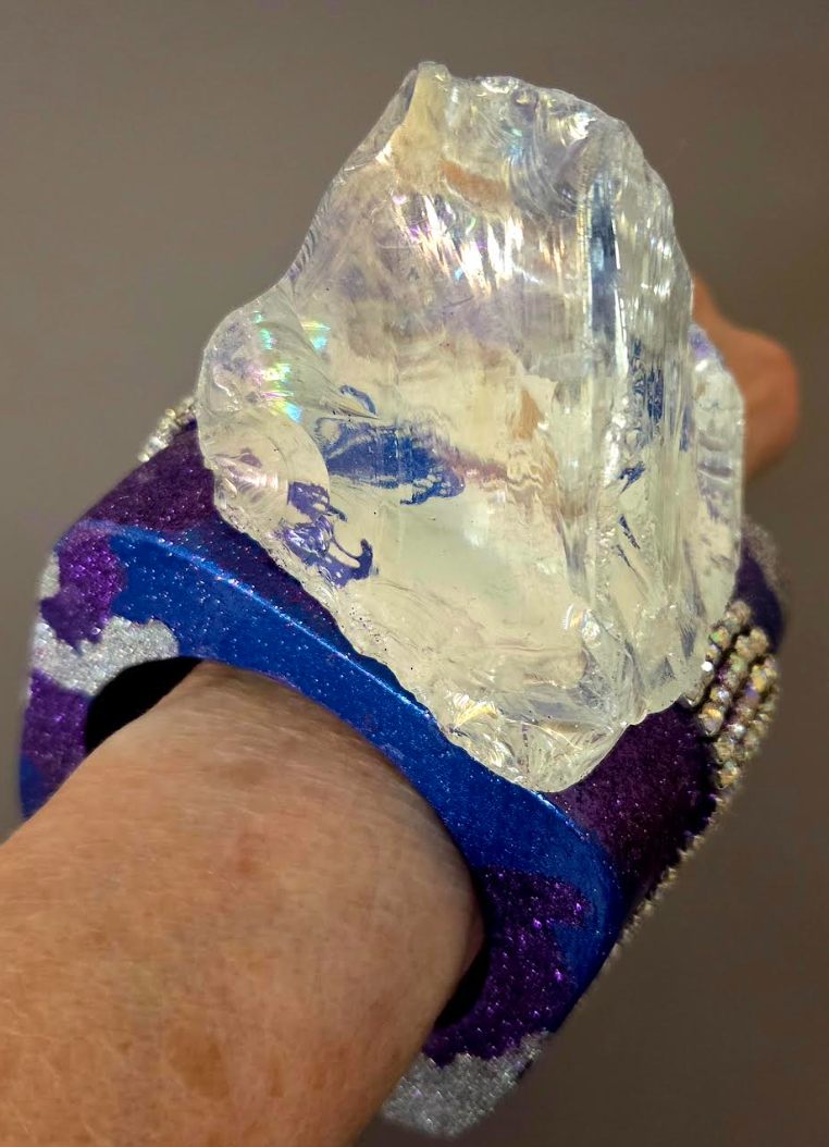 Purple Silver Statement Cuff - Rough Glass Showstopper