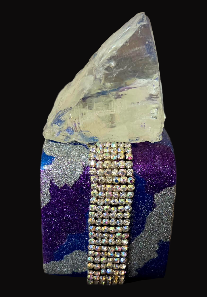 Purple Silver Statement Cuff - Rough Glass Showstopper