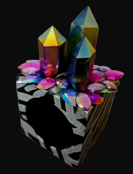 Hand Painted Zebra Cuff - Multi Color Crystal OOAK