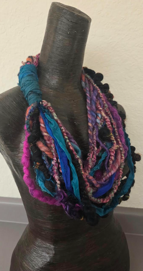 Wearable Fiber Art Scarf Statement Necklace - Textile Chest Piece