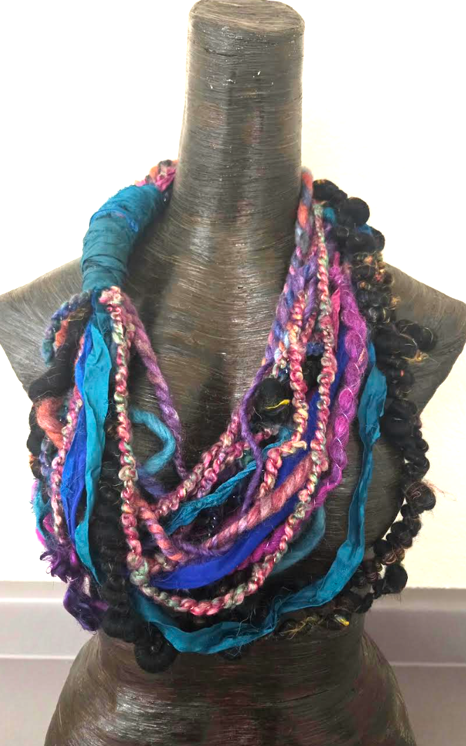 Wearable Fiber Art Scarf Statement Necklace - Textile Chest Piece