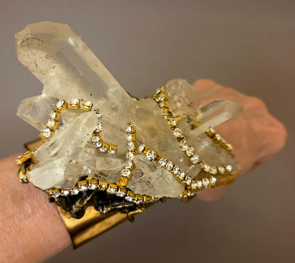 Rough Quartz & Rhinestone LUXE Cuff - Hollywood Glam