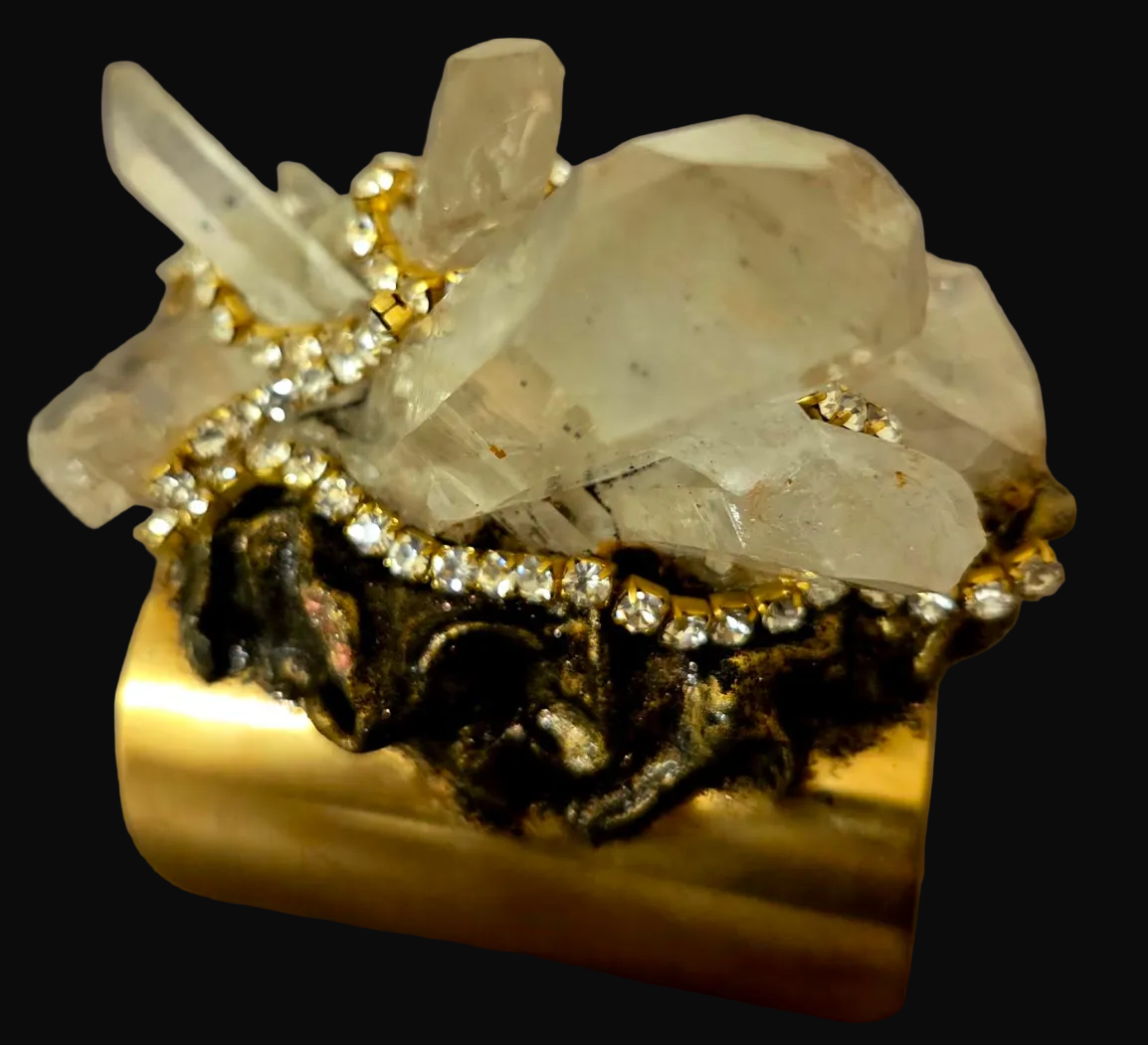 Rough Quartz & Rhinestone LUXE Cuff - Hollywood Glam