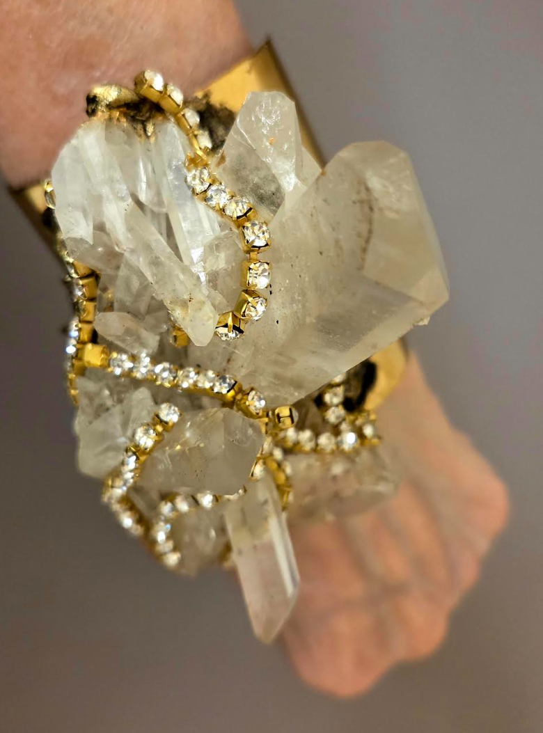 Rough Quartz & Rhinestone LUXE Cuff - Hollywood Glam
