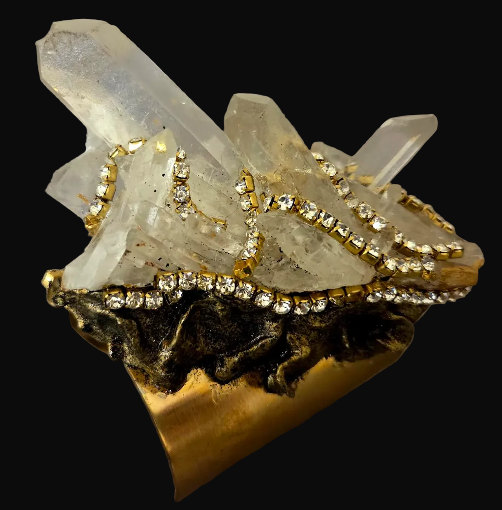 Rough Quartz & Rhinestone LUXE Cuff - Hollywood Glam