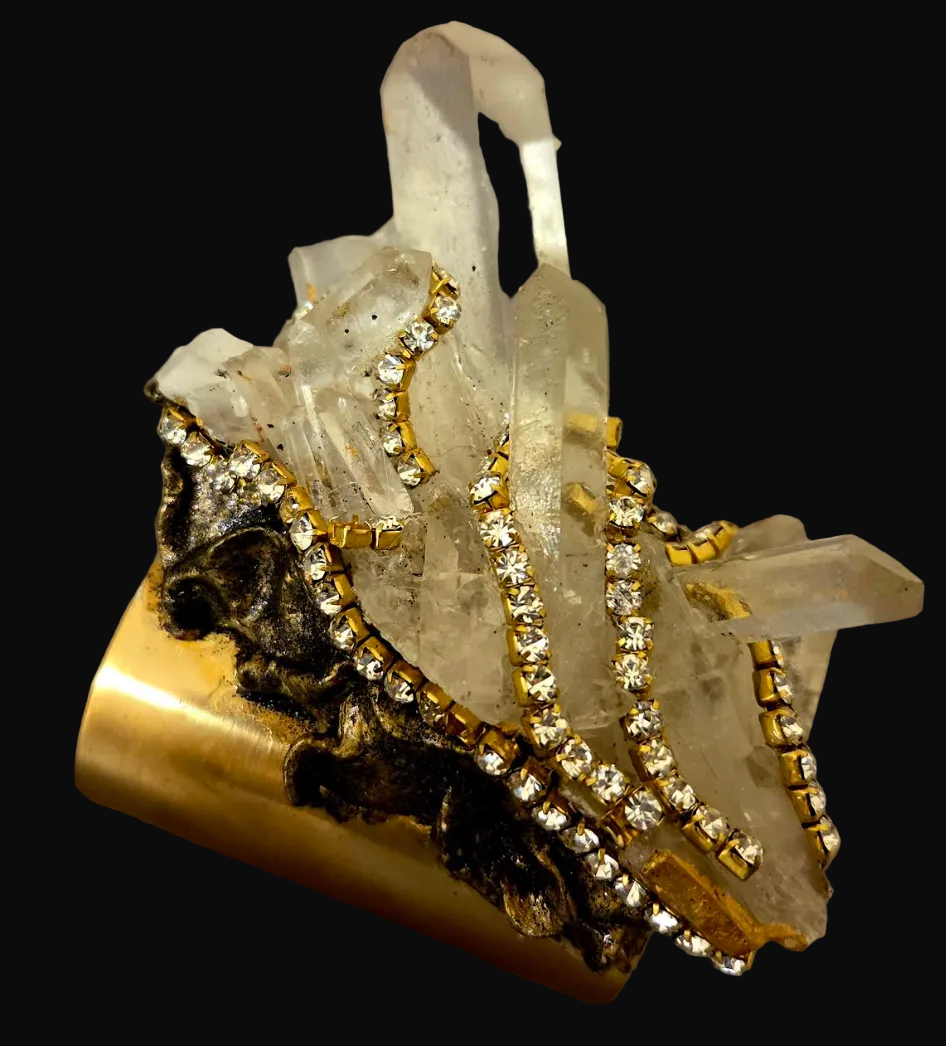 Rough Quartz & Rhinestone LUXE Cuff - Hollywood Glam