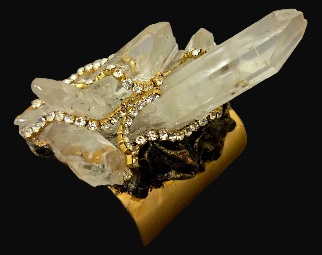 Rough Quartz & Rhinestone LUXE Cuff - Hollywood Glam