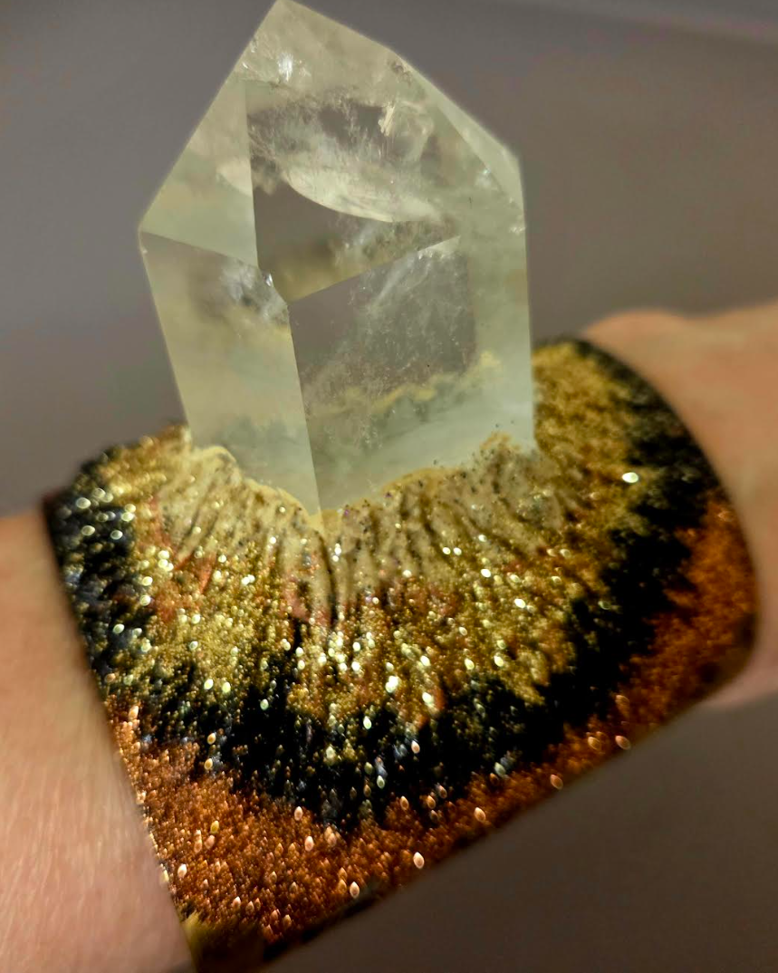 Quartz Point Ombre Glitter Brass Cuff - Wearable Art