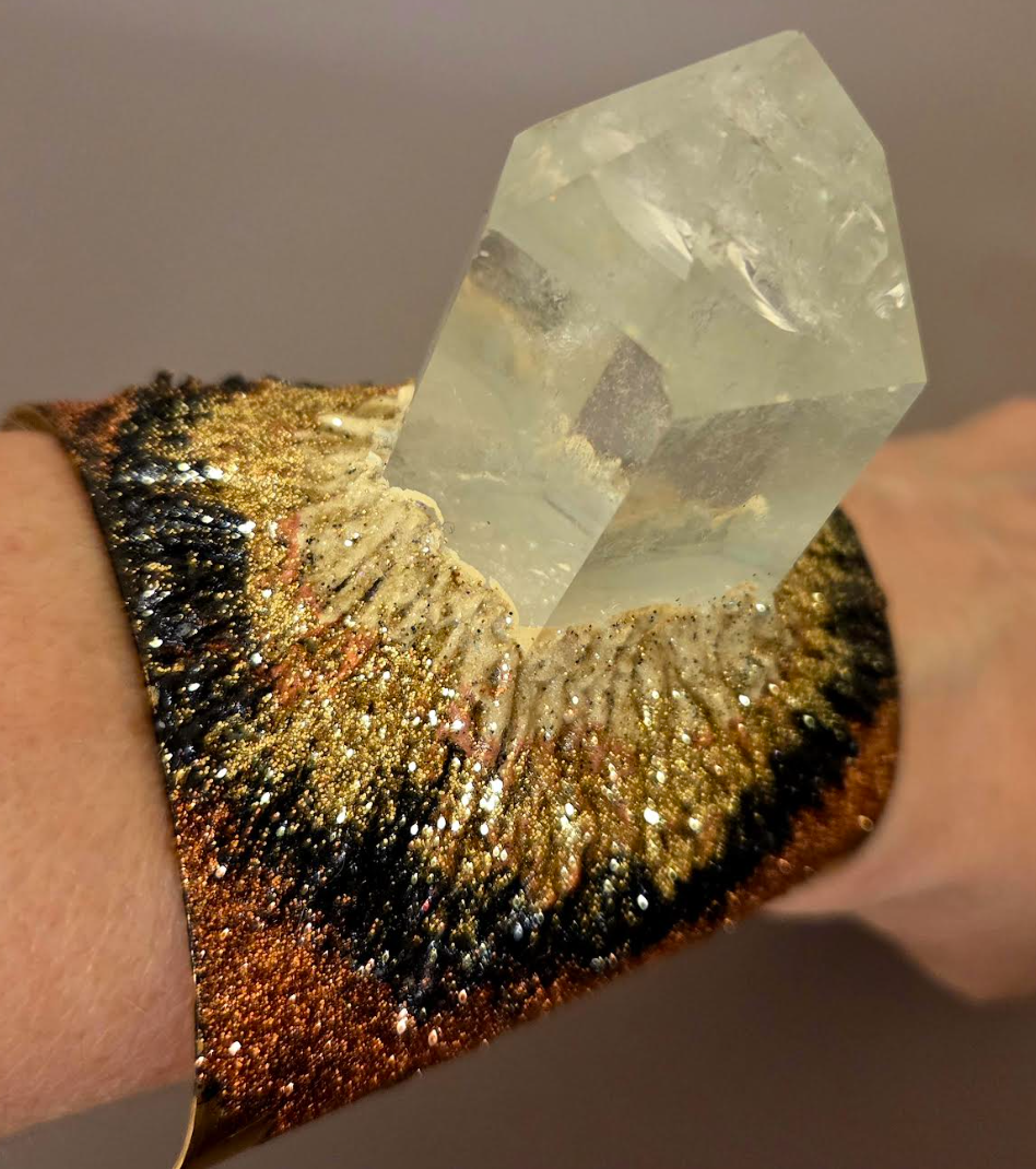 Quartz Point Ombre Glitter Brass Cuff - Wearable Art