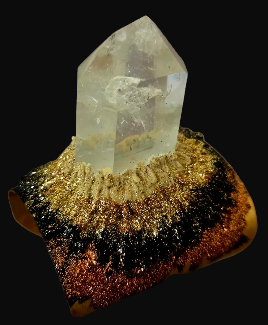 Quartz Point Ombre Glitter Brass Cuff - Wearable Art