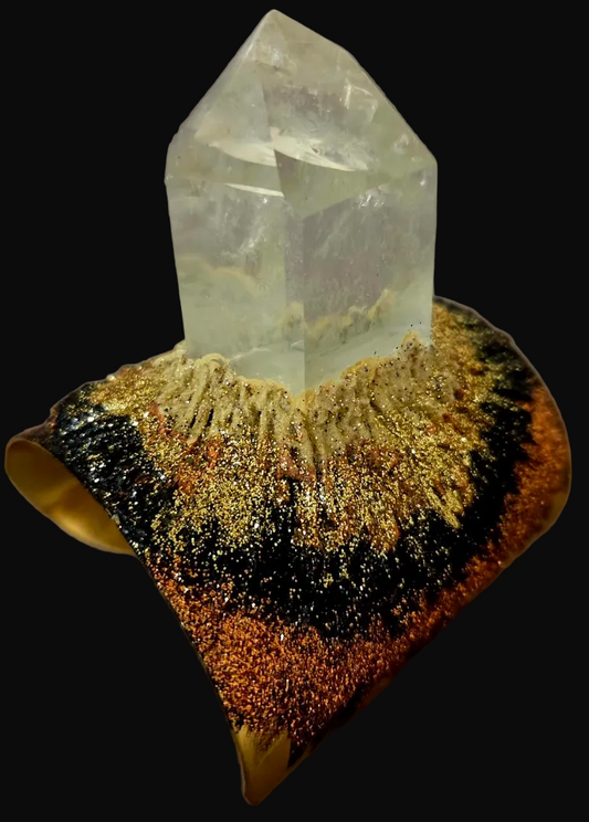 Quartz Point Ombre Glitter Brass Cuff - Wearable Art