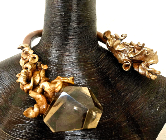 Faceted Smoky Quartz Sculpted Torc - Haute Couture OOAK