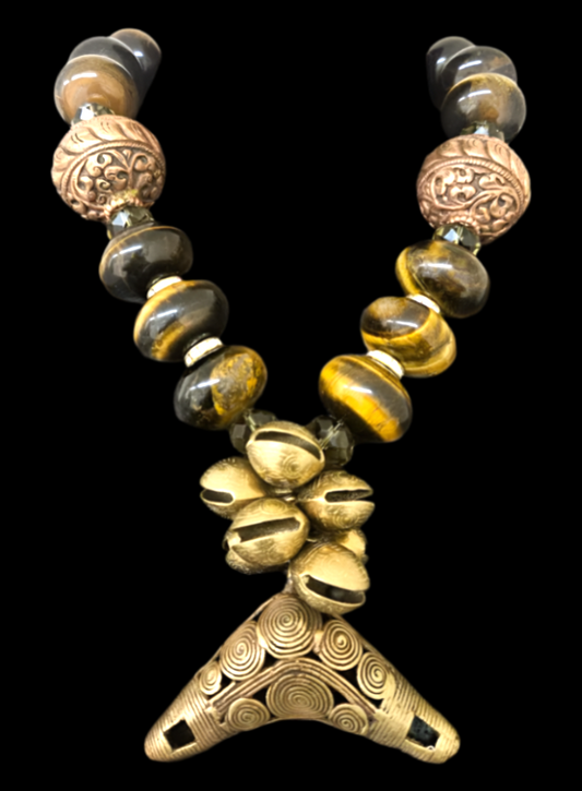 Tigers Eye Necklace - Copper & Brass Luxury Statement