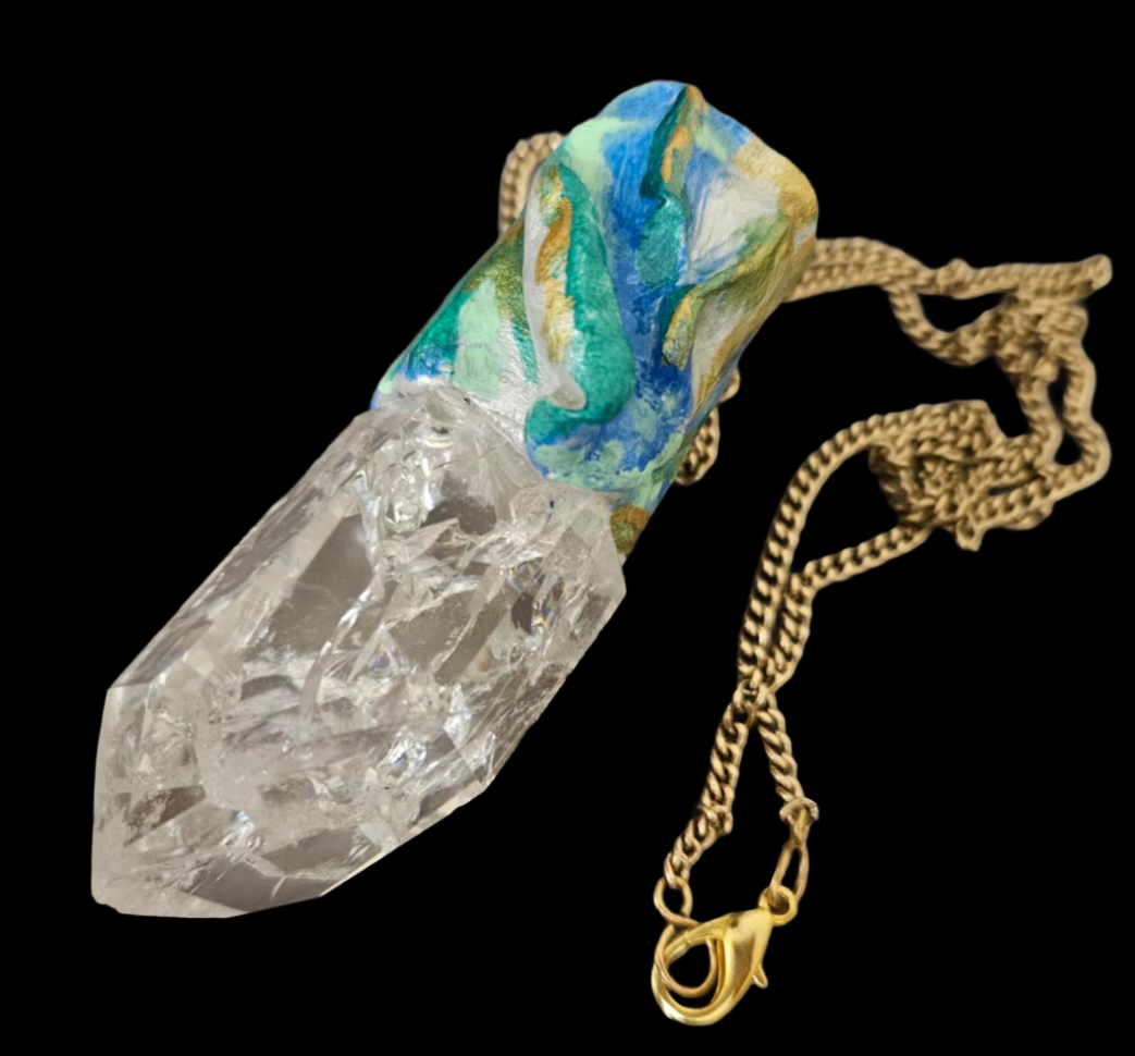 Mini Crackle Quartz Point Pendant - Petite Women Jewelry