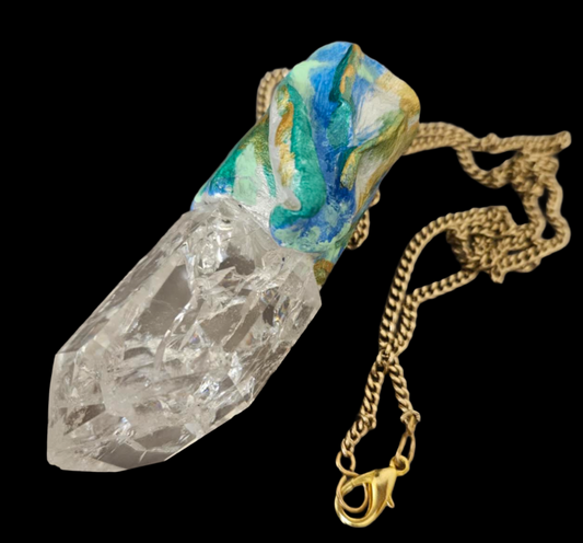 Mini Crackle Quartz Point Pendant - Petite Women Jewelry