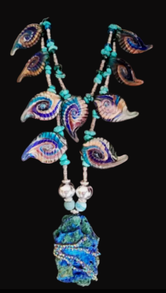 Azurite Malachite Chest Piece - Bold Statement for Men