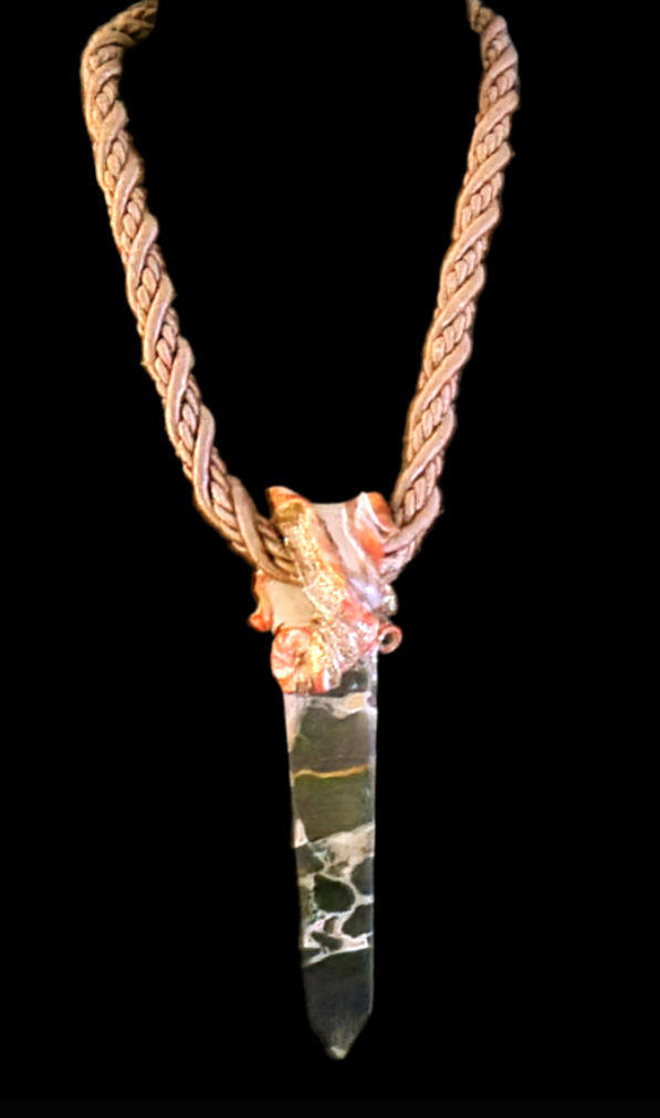 Polka Dot Jasper Tower Pendant - Earthy Unisex Talisman