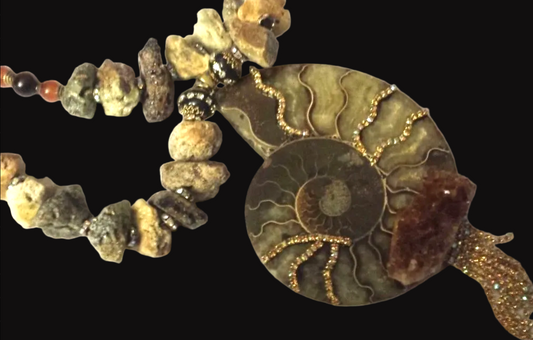 Ammonite Citrine Pendant with Demantoid Garnet Necklace