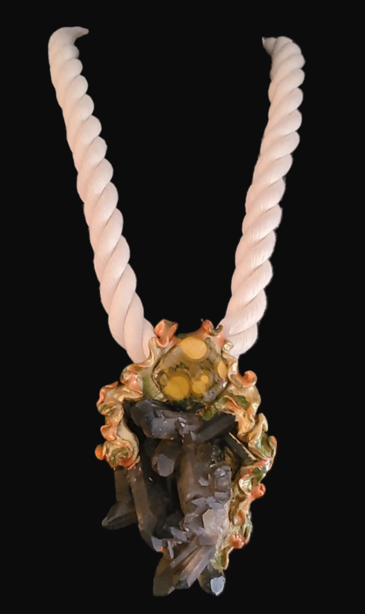 Dark Brown Rough Smoky Quartz Rope Gemstone Pendant - Fall Fashion