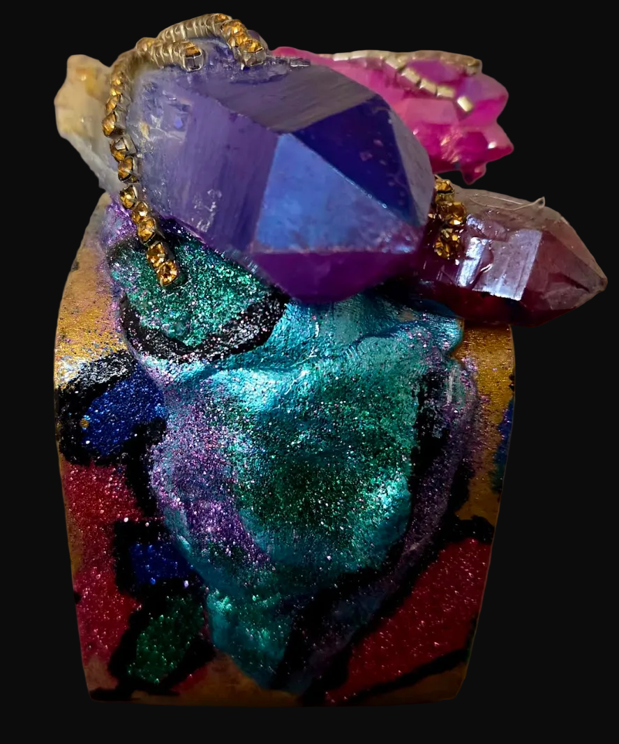 Jewel Tone Quartz & Rhinestone Oversized Statement Cuff - Showstopper