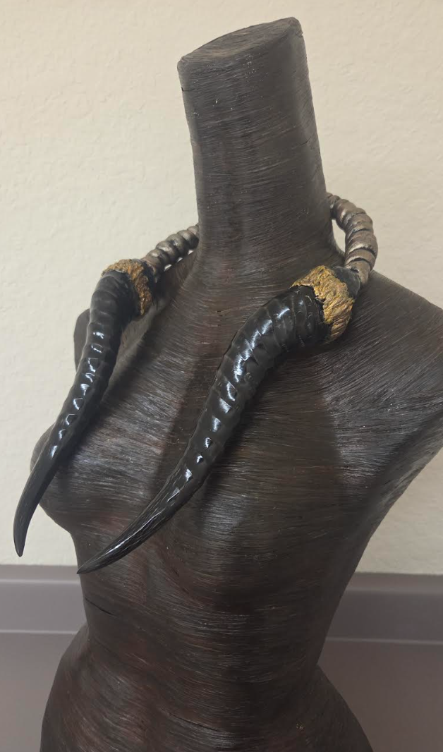 Polished Genuine Springbok Antler Sculpted Torc for Men or Women - Dramatic