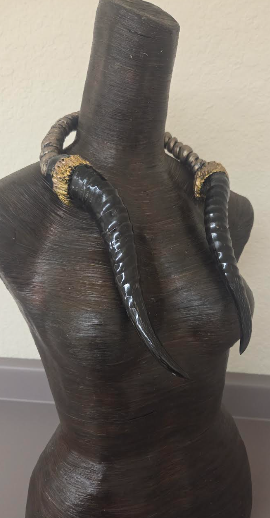 Polished Genuine Springbok Antler Sculpted Torc for Men or Women - Dramatic