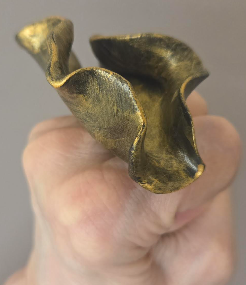 Hand Sculpted Faux Gold Metal Adjustable Avant Garde Statement Ring