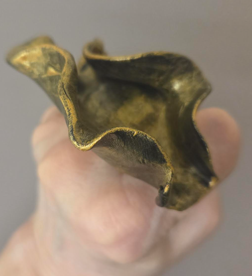 Hand Sculpted Faux Gold Metal Adjustable Avant Garde Statement Ring