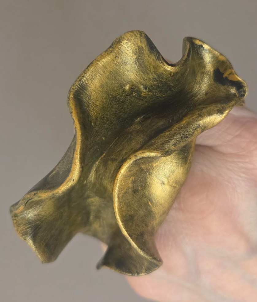 Hand Sculpted Faux Gold Metal Adjustable Avant Garde Statement Ring