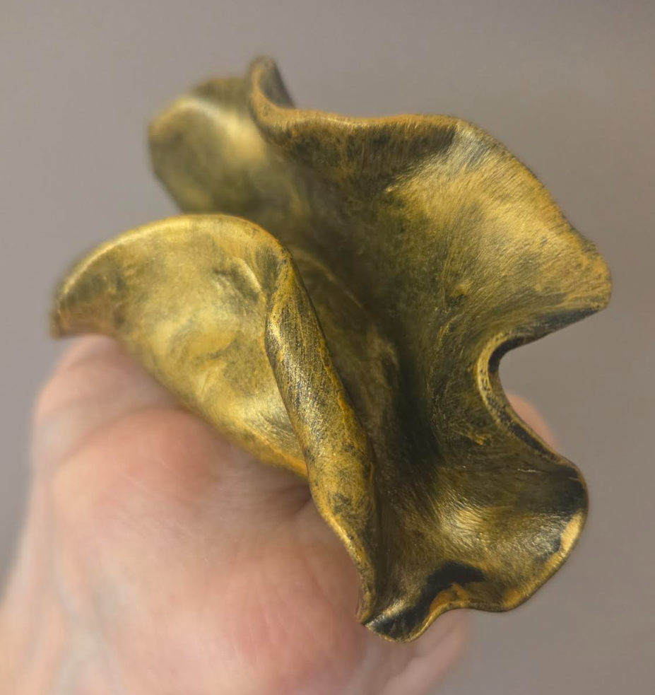 Hand Sculpted Faux Gold Metal Adjustable Avant Garde Statement Ring