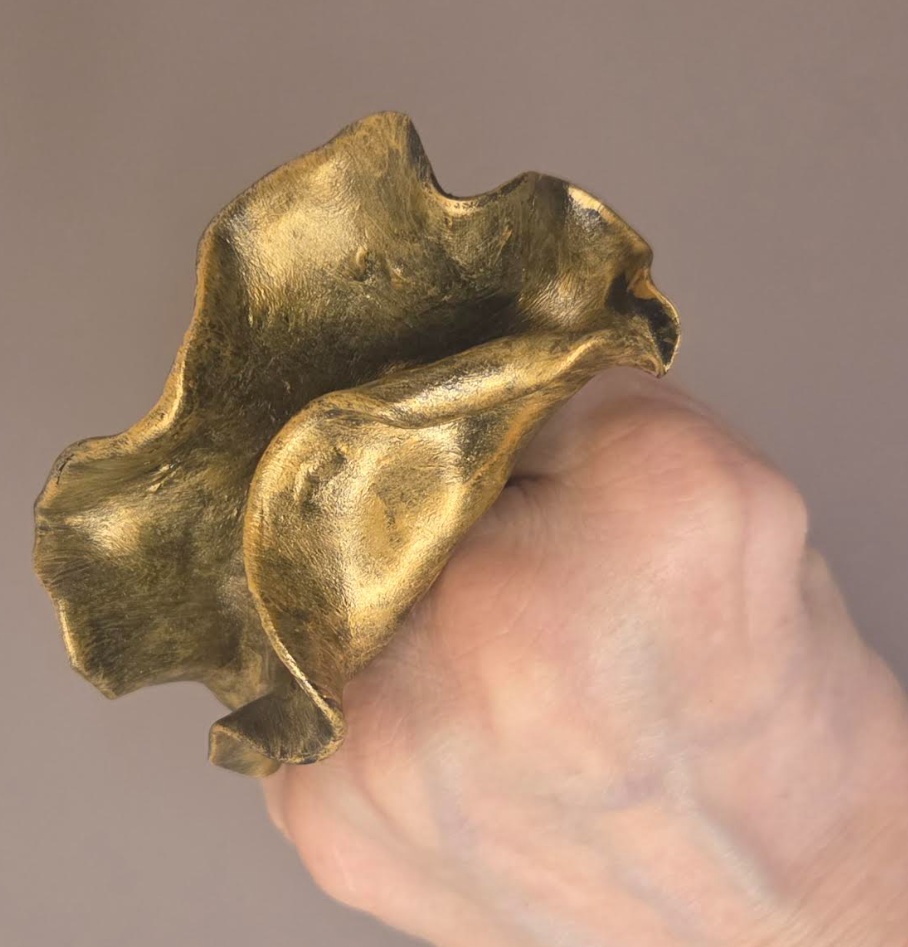 Hand Sculpted Faux Gold Metal Adjustable Avant Garde Statement Ring