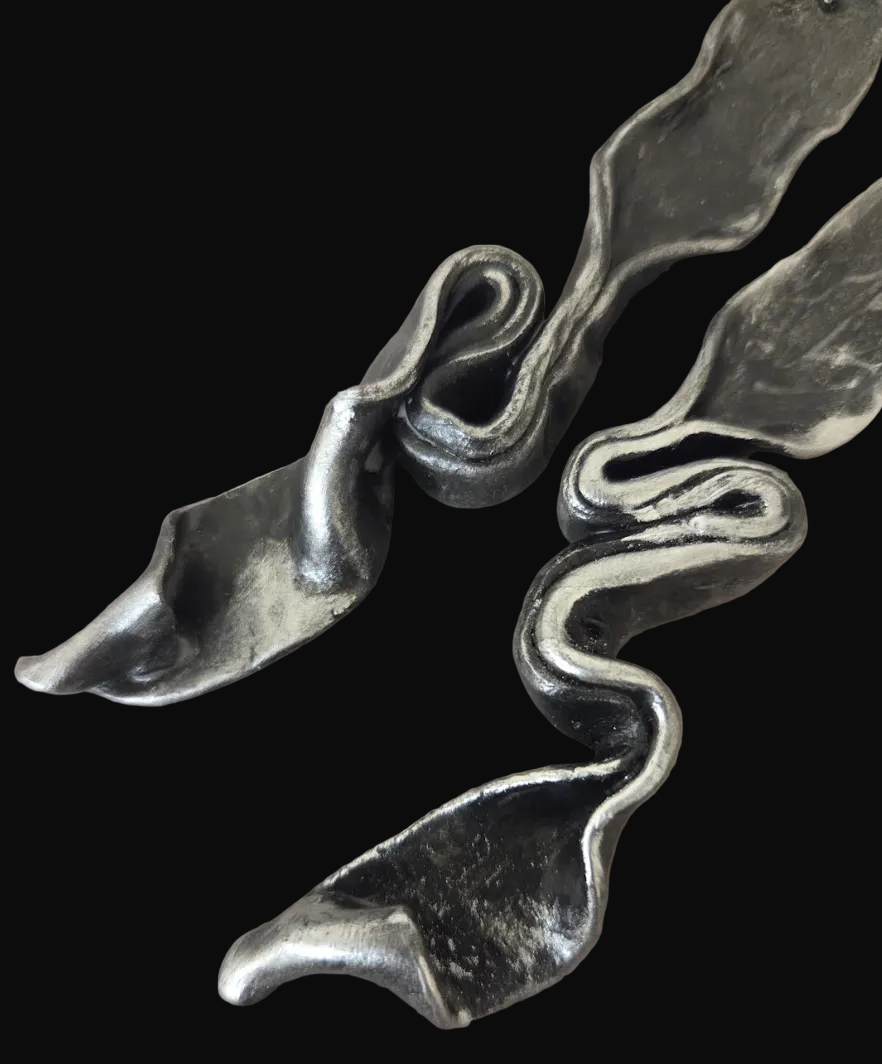 Hand Sculpted Aged Silver Shoulder Duster Pierced Earrings - Edgy Luxe