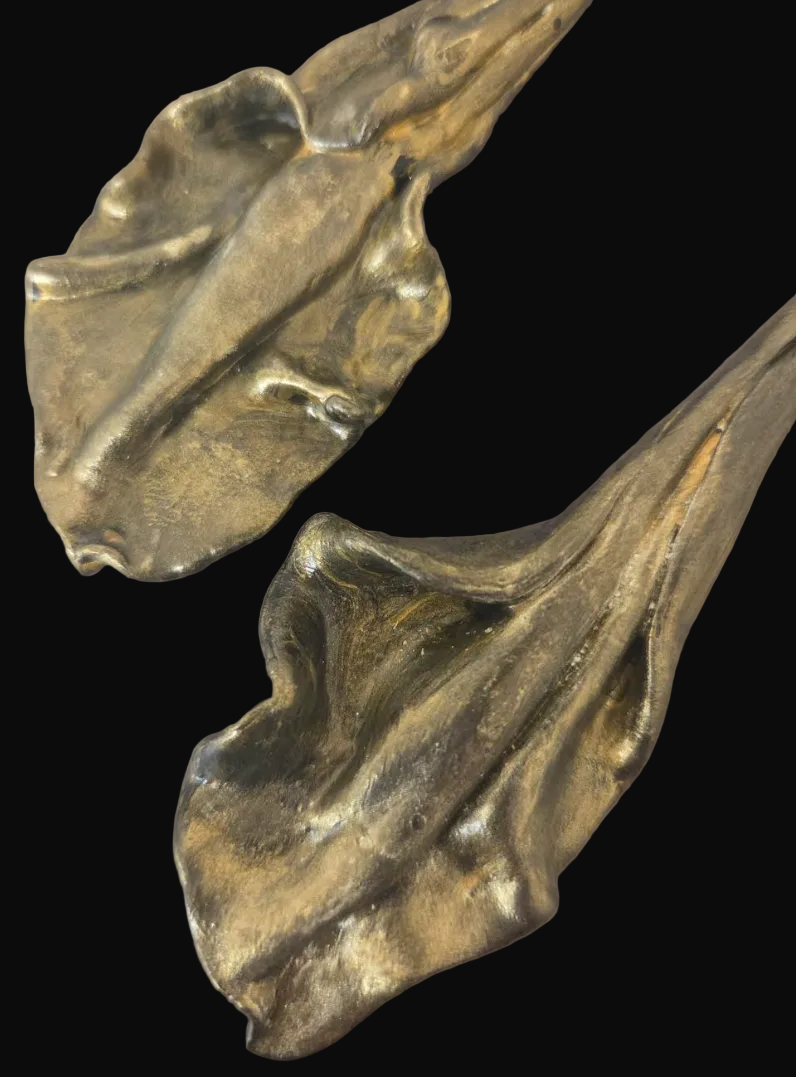 Art Nouveau Sculpted Calla Lily Shoulder Duster Pierced Earrings - Luxe