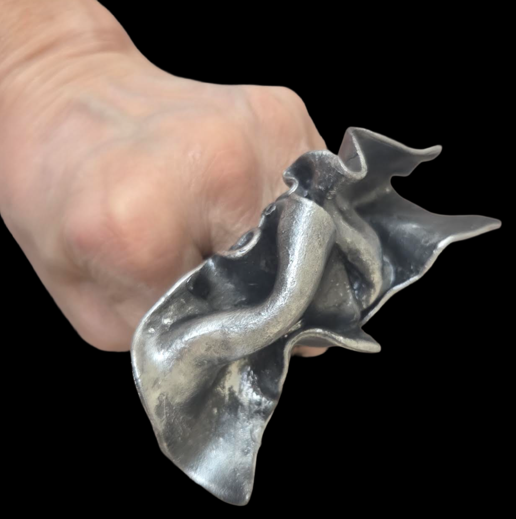 Faux Sterling Silver Industrial Architectual Sculpted Statement Ring