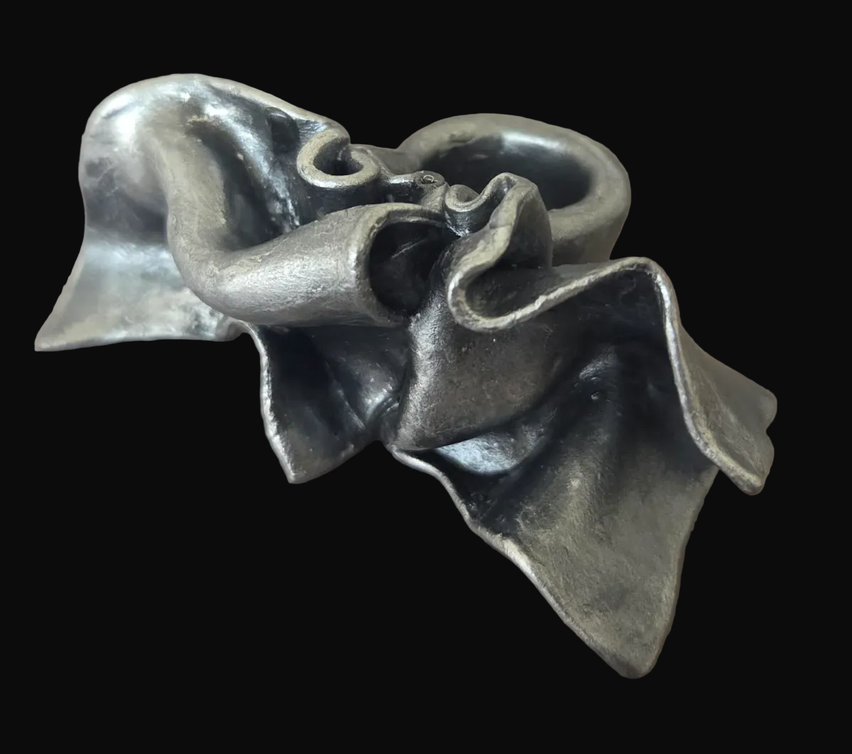 Faux Sterling Silver Industrial Architectual Sculpted Statement Ring